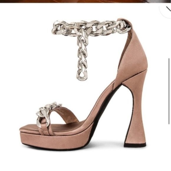 Jeffrey Campbell Silverlake Platform Heel in Taupe Satin Silver - Picture 2 of 13